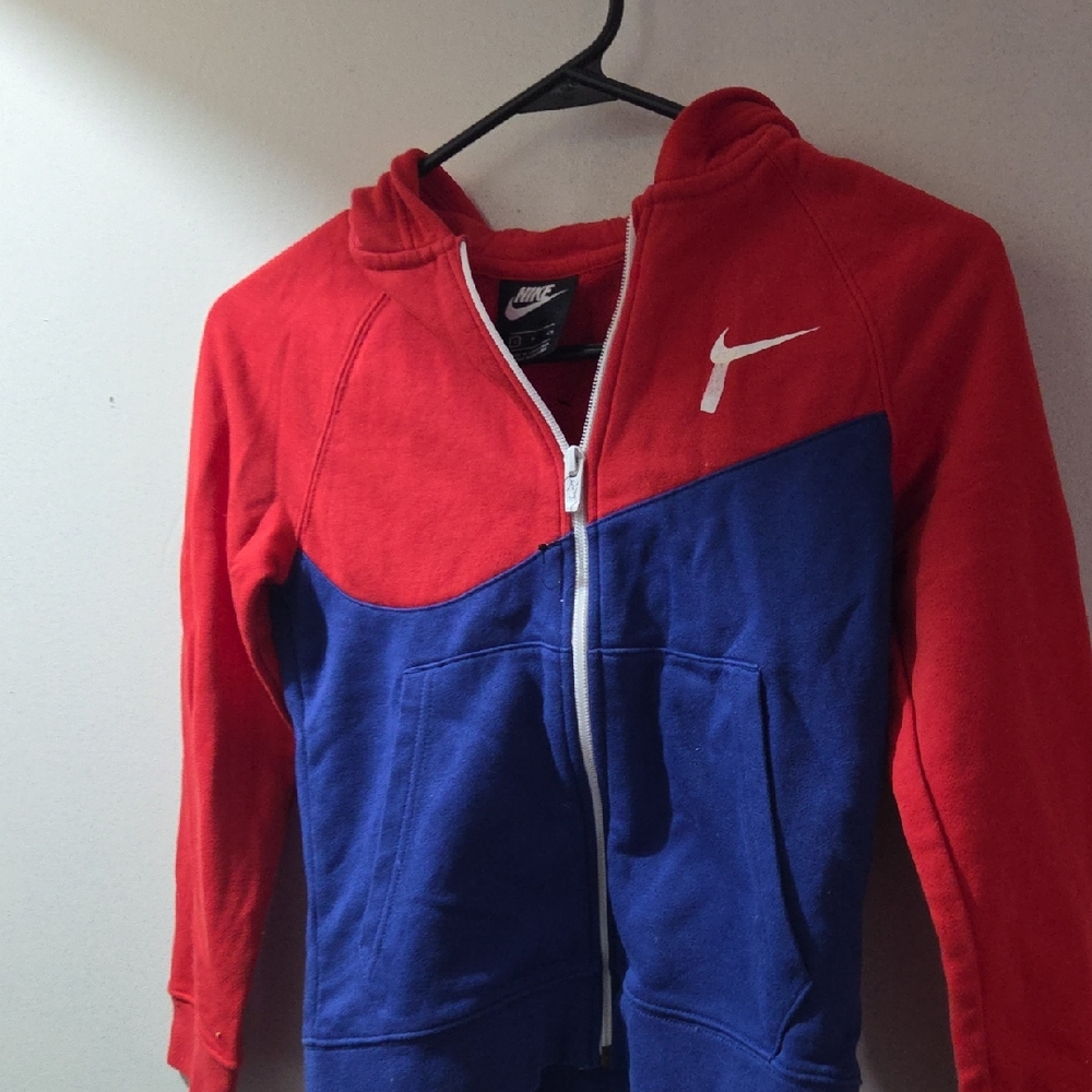 Nike Kids Red and Blue Full-Zip Hooded Jacket